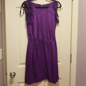 Bisou Bisou Emerald purple ruffle sleeve dress